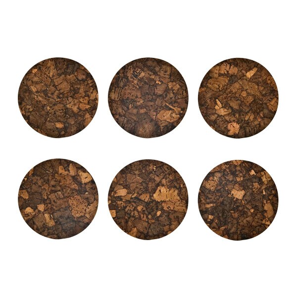 Set of six cork coasters